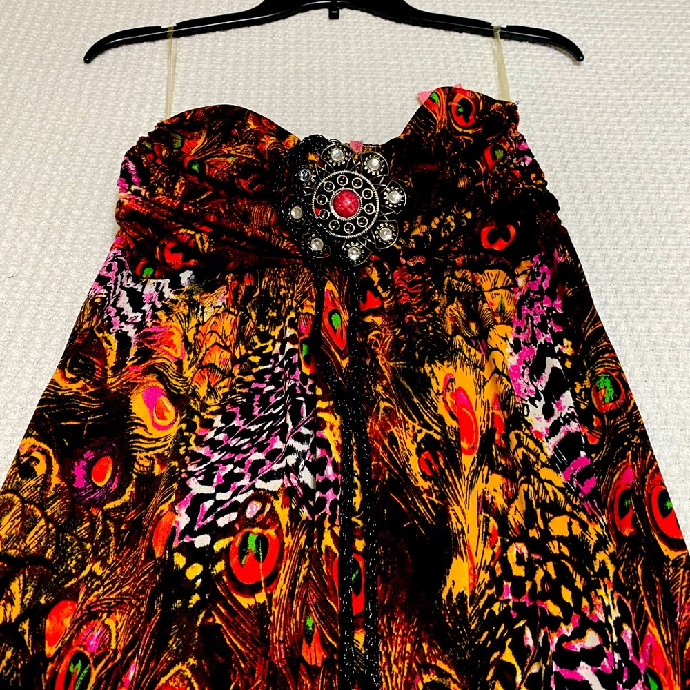 Multi color strapless Dress